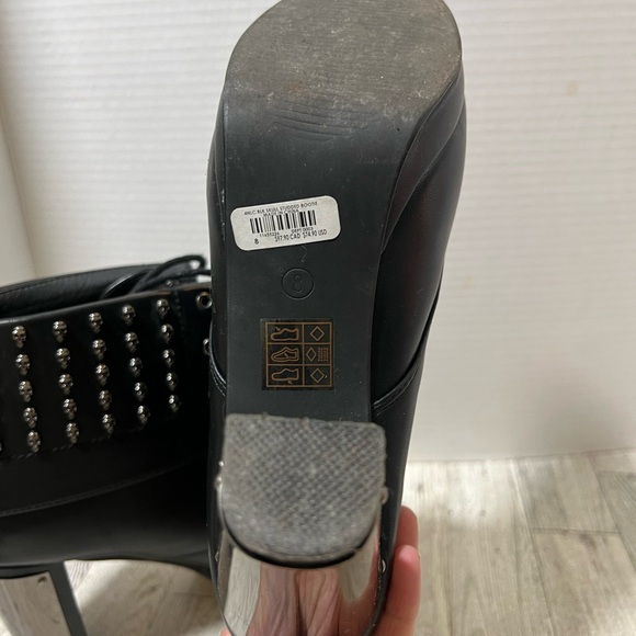 Hot topic Skull Studded Combat Boot Heels black and silver size W8 - Picture 10 of 10